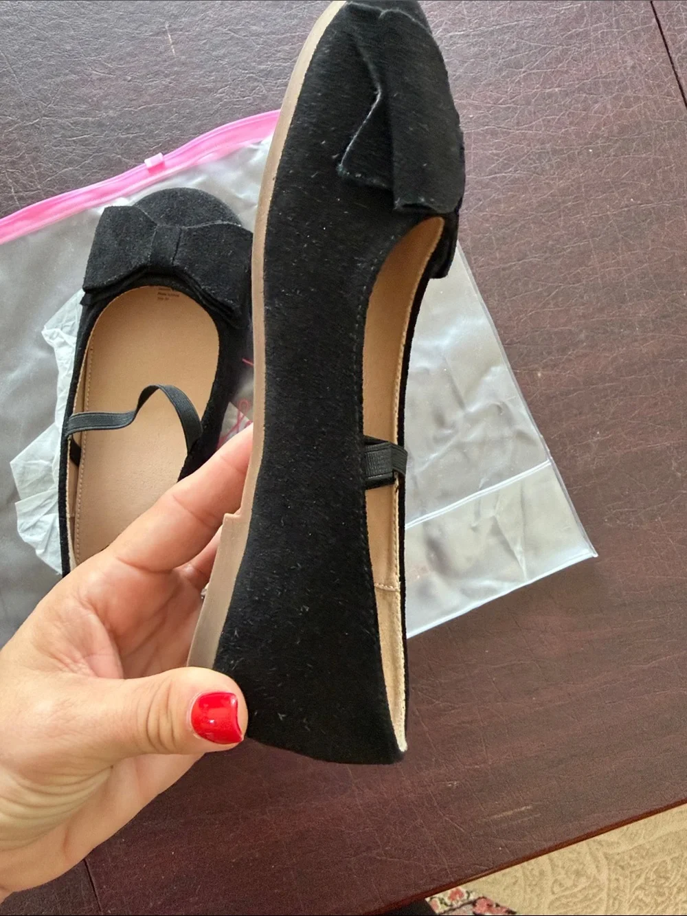 SweetHoney Black Suede Mary Jane Flats with Bow Girls Size 3Y